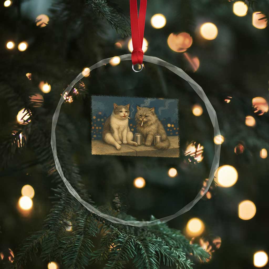 Funny Smoking Cat Crystal Glass Ornament Meme Cool Kitten With Cigarette TS12 Print Your Wear