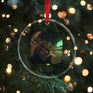 Funny Smoking Cat Crystal Glass Ornament Retro 90s Grunge Cat Selfie Streetwear Meme TS10 Print Your Wear