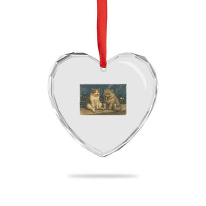 Funny Smoking Cat Heart Crystal Glass Ornament Meme Cool Kitten With Cigarette TS12 Print Your Wear