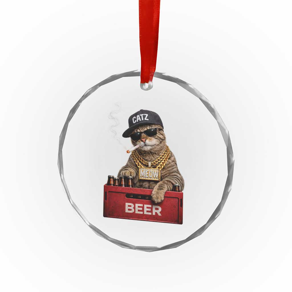 Funny Smoking Cat Meme Crystal Glass Ornament Vintage Graphic Cigarette Kitty Beer Cat Lover TS10 Print Your Wear
