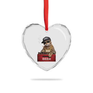 Funny Smoking Cat Meme Heart Crystal Glass Ornament Vintage Graphic Cigarette Kitty Beer Cat Lover TS10 Print Your Wear