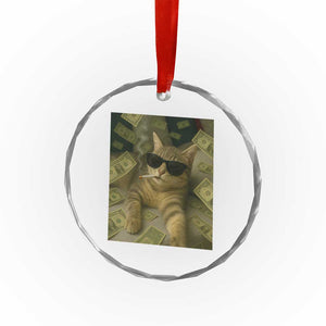 Funny Smoking Cat Selfie Meme Crystal Glass Ornament Gen Z Joke TS14 Print Your Wear