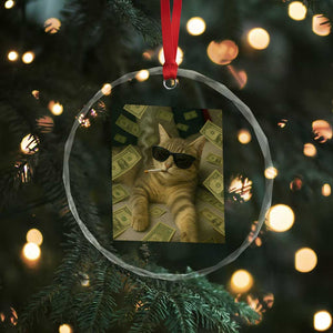 Funny Smoking Cat Selfie Meme Crystal Glass Ornament Gen Z Joke TS14 Print Your Wear