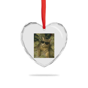 Funny Smoking Cat Selfie Meme Heart Crystal Glass Ornament Gen Z Joke TS14 Print Your Wear