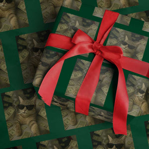 Funny Smoking Cat Selfie Meme Wrapping Paper Roll Gen Z Joke TS14 Green Print Your Wear