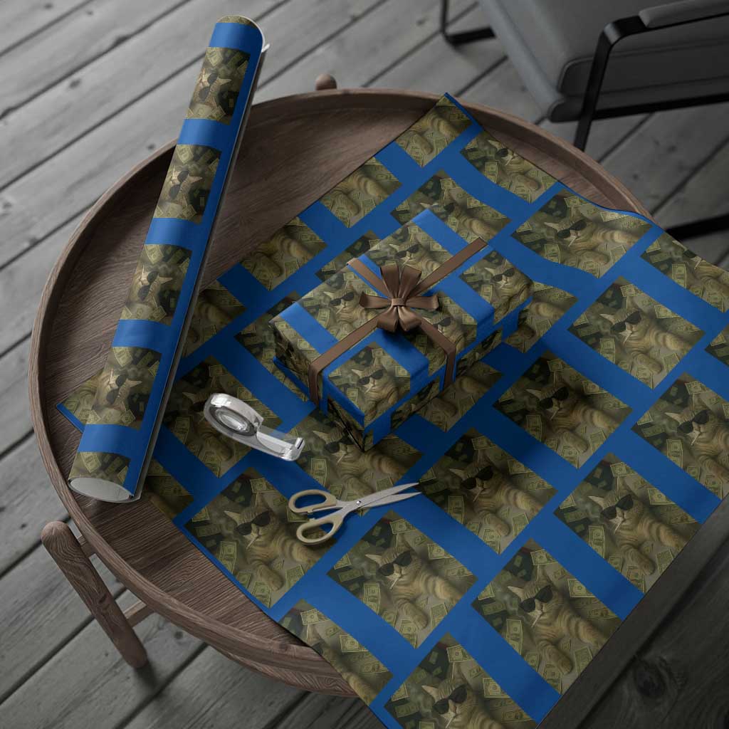 Funny Smoking Cat Selfie Meme Wrapping Paper Roll Gen Z Joke TS14 Blue Print Your Wear