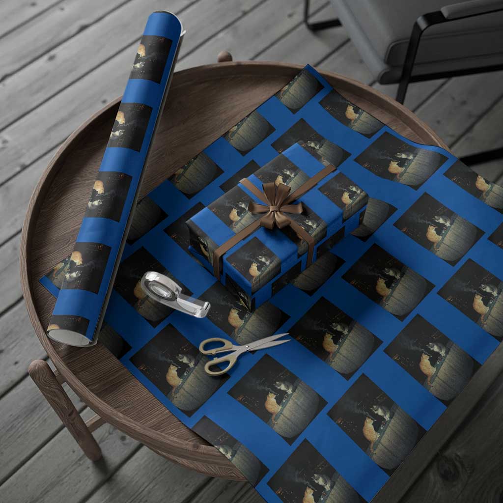 Funny Smoking Cat Wrapping Paper Roll Retro 90s Grunge Kitty Streetwear Meme TS10 Blue Print Your Wear