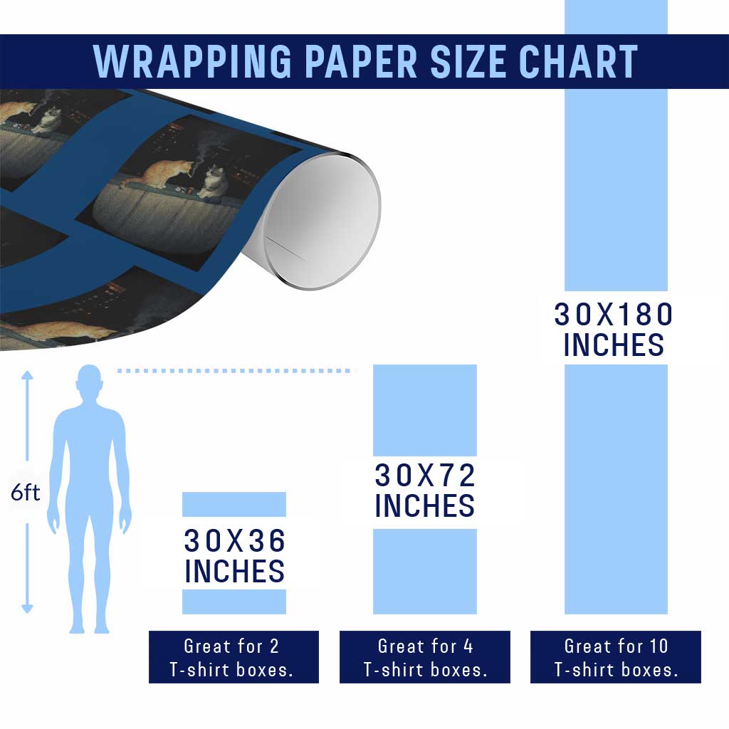 Funny Smoking Cat Wrapping Paper Roll Retro 90s Grunge Kitty Streetwear Meme TS10 Print Your Wear