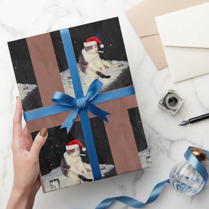 Funny Smoking Cat Xmas Meme Wrapping Paper Roll TS14 Mocha Print Your Wear