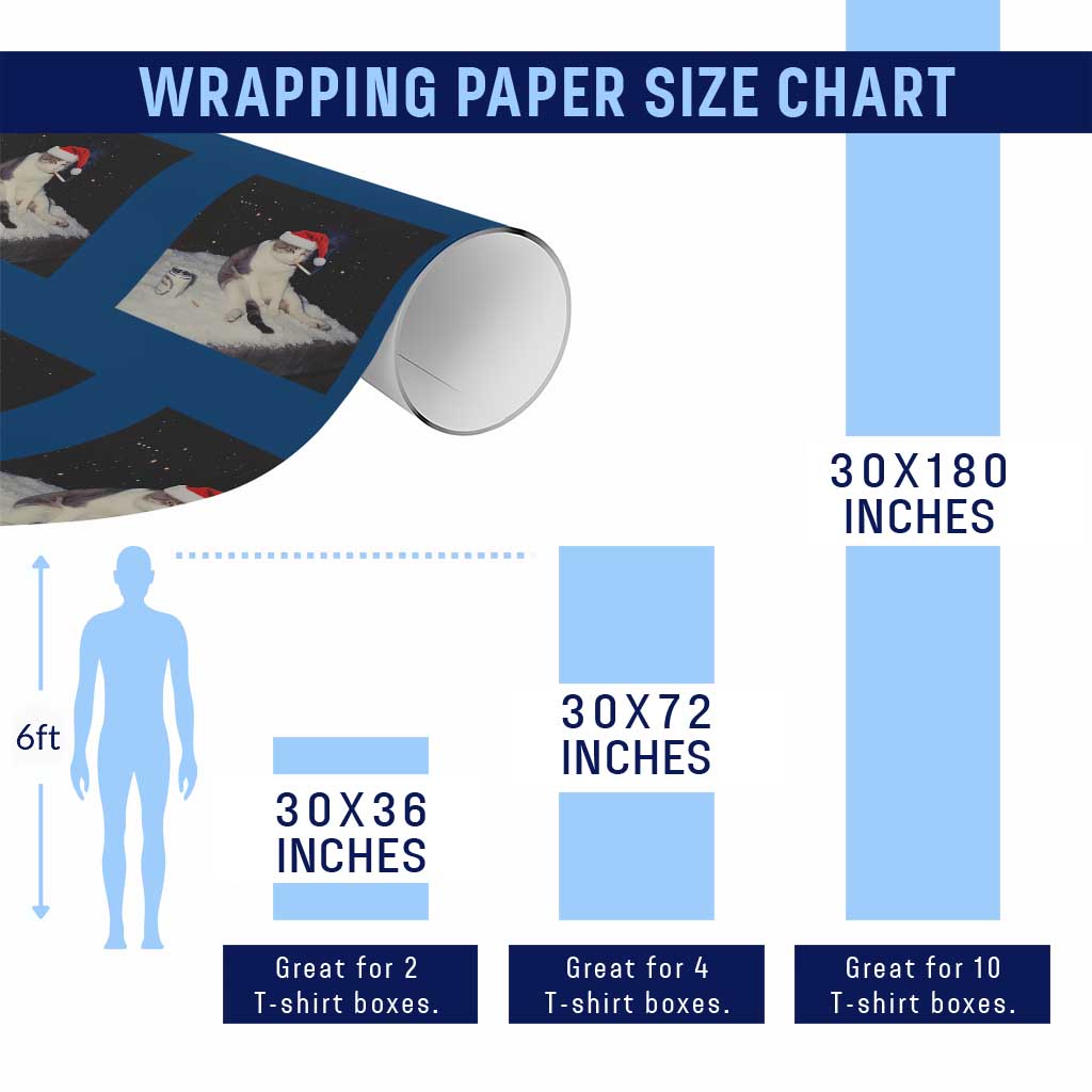 Funny Smoking Cat Xmas Meme Wrapping Paper Roll TS14 Print Your Wear