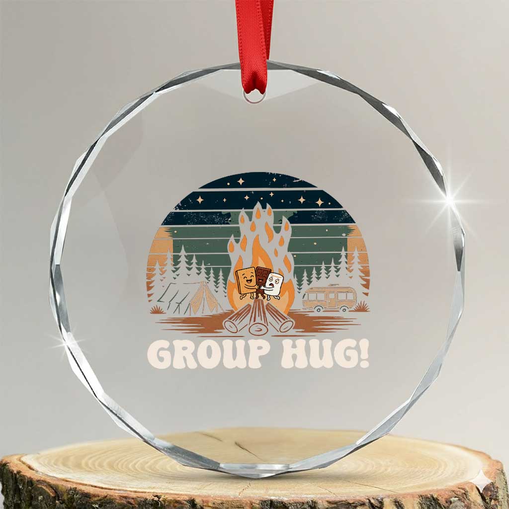 Funny Smores Camping Crystal Glass Ornament Group Hug TS12 Transparent Glass 3'' Circle Print Your Wear