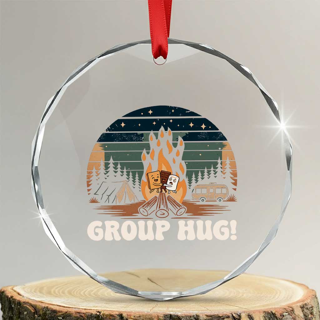 Funny Smores Camping Crystal Glass Ornament Group Hug TS12 Transparent Glass 3'' Circle Print Your Wear