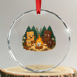Funny Smores Camping Crystal Glass Ornament Marshmallow Chocolate Fire TS12 Transparent Glass 3'' Circle Print Your Wear