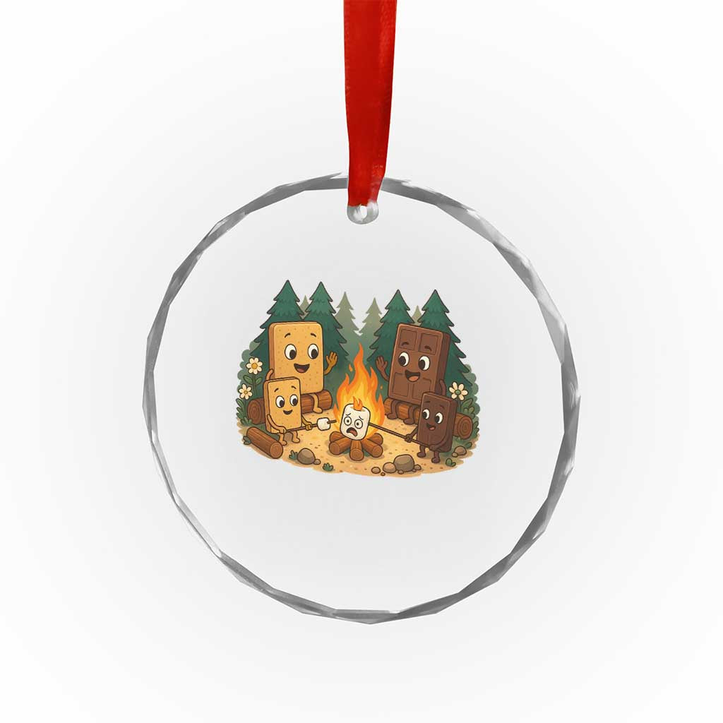 Funny Smores Camping Crystal Glass Ornament Marshmallow Chocolate Fire TS12 Print Your Wear