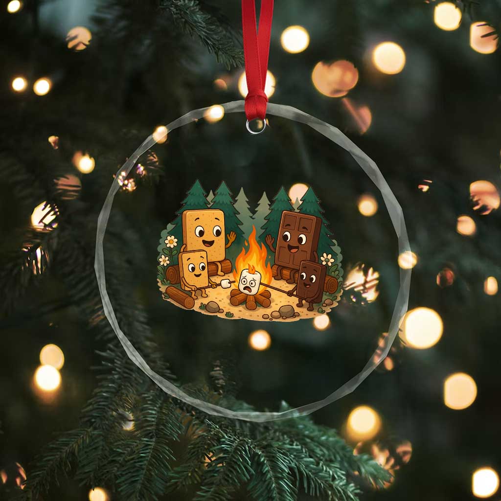 Funny Smores Camping Crystal Glass Ornament Marshmallow Chocolate Fire TS12 Print Your Wear