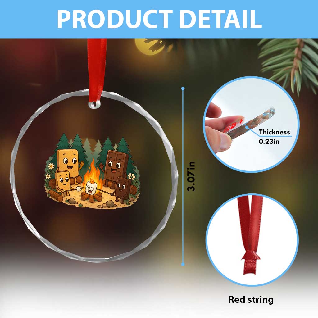 Funny Smores Camping Crystal Glass Ornament Marshmallow Chocolate Fire TS12 Print Your Wear