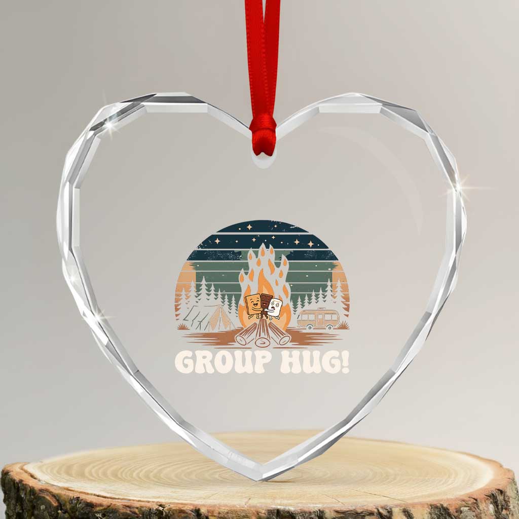 Funny Smores Camping Heart Crystal Glass Ornament Group Hug TS12 Transparent Glass 3'' Heart Print Your Wear
