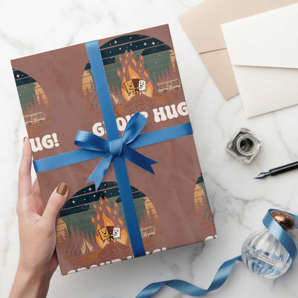 Funny Smores Camping Wrapping Paper Roll Group Hug TS12 Mocha Print Your Wear