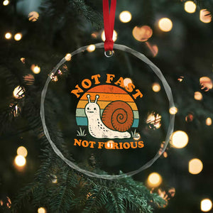 Funny Snail Introvert Slow Living Crystal Glass Ornament Not Fast Not Furious Retro Sunset