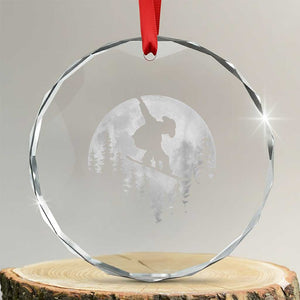 Funny Snowboard Cowboy Moon Snowboarding Winter Sports Crystal Glass Ornament TS11 Transparent Glass 3'' Circle Print Your Wear
