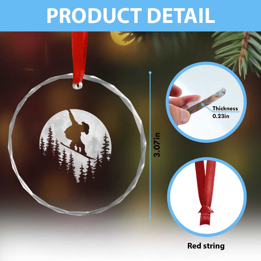 Funny Snowboard Cowboy Moon Snowboarding Winter Sports Crystal Glass Ornament TS11 Print Your Wear