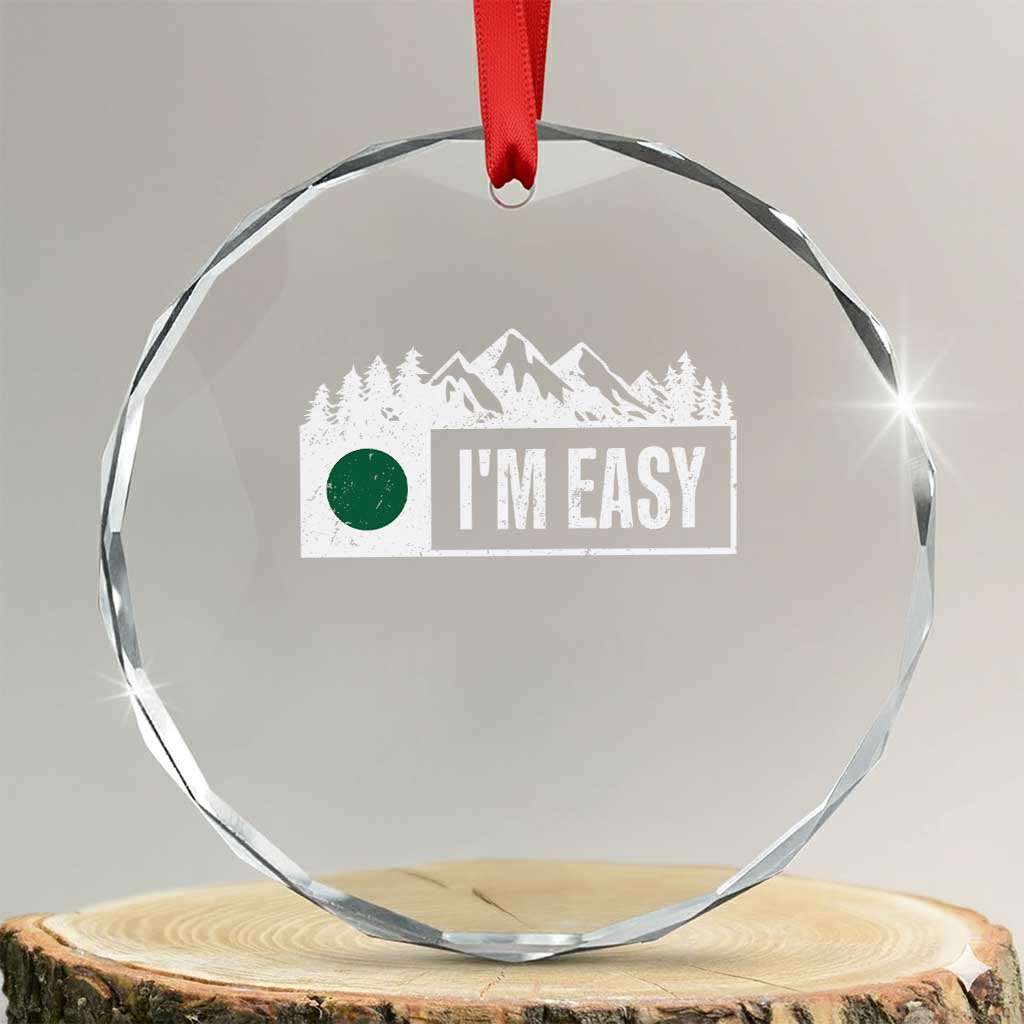Funny Snowboard Ski Crystal Glass Ornament I'm Easy Mountain Sign Retro Vintage TS11 Transparent Glass 3'' Circle Print Your Wear
