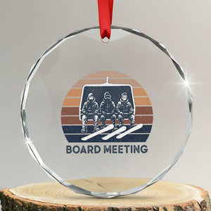 Funny Snowboarding Board Meeting Crystal Glass Ornament Retro Chairlift Snowboarders Powder Junkies TS02 Transparent Glass 3'' Circle Print Your Wear