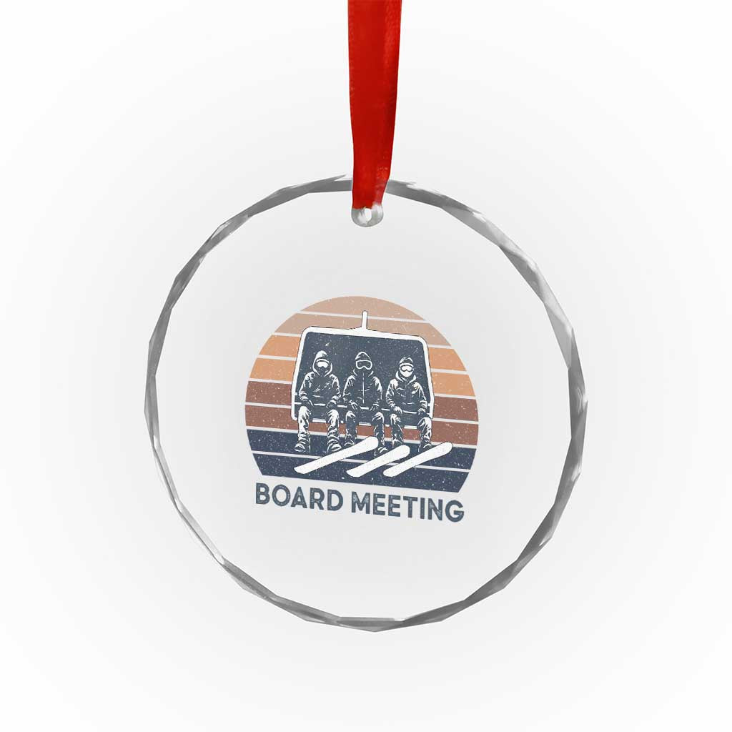Funny Snowboarding Board Meeting Crystal Glass Ornament Retro Chairlift Snowboarders Powder Junkies TS02 Print Your Wear