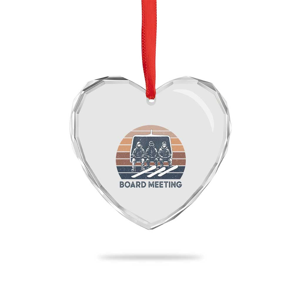 Funny Snowboarding Board Meeting Heart Crystal Glass Ornament Retro Chairlift Snowboarders Powder Junkies TS02 Print Your Wear