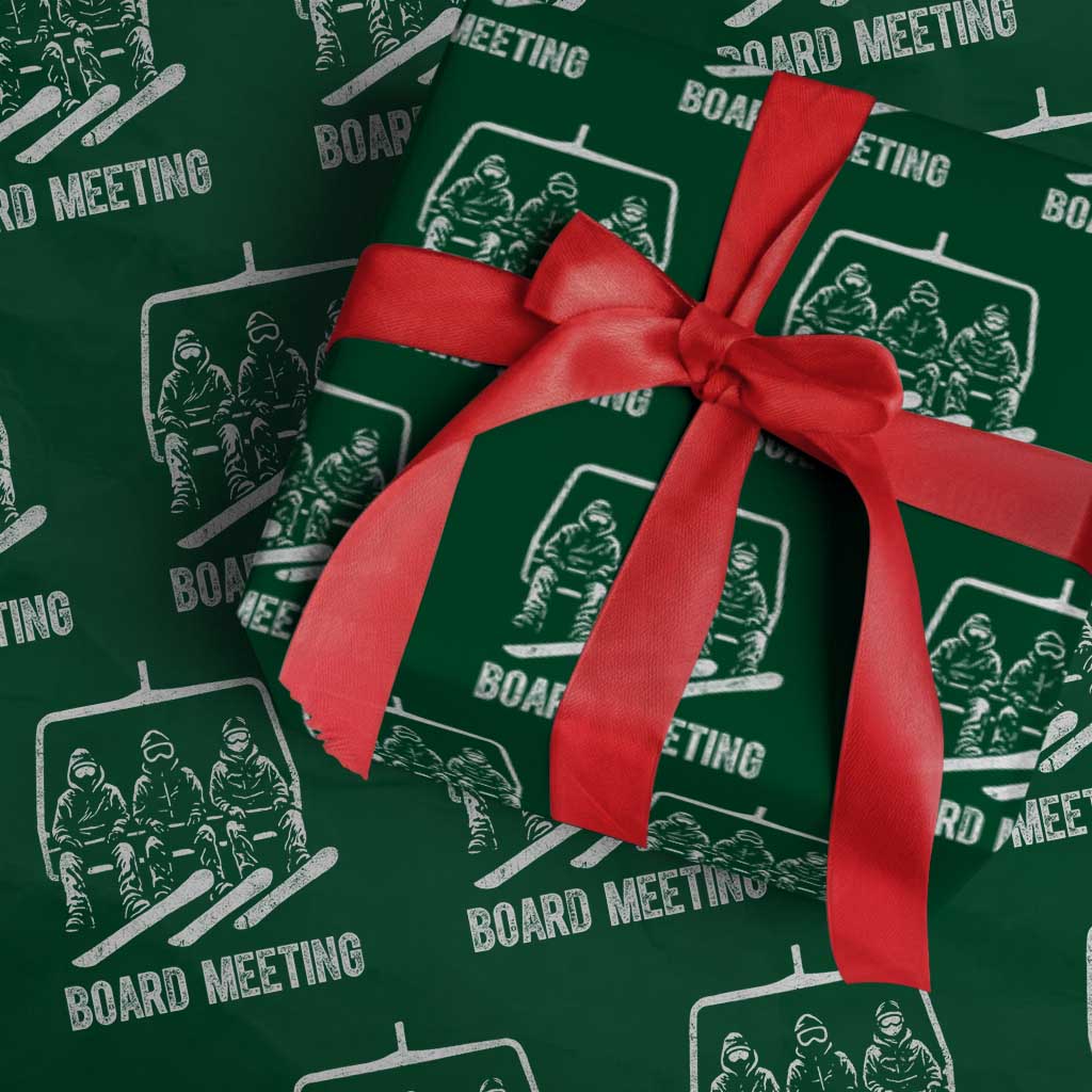 Funny Snowboarding Board Meeting Wrapping Paper Roll Chairlift Snowboarders Powder Junkies TS02 Green Print Your Wear