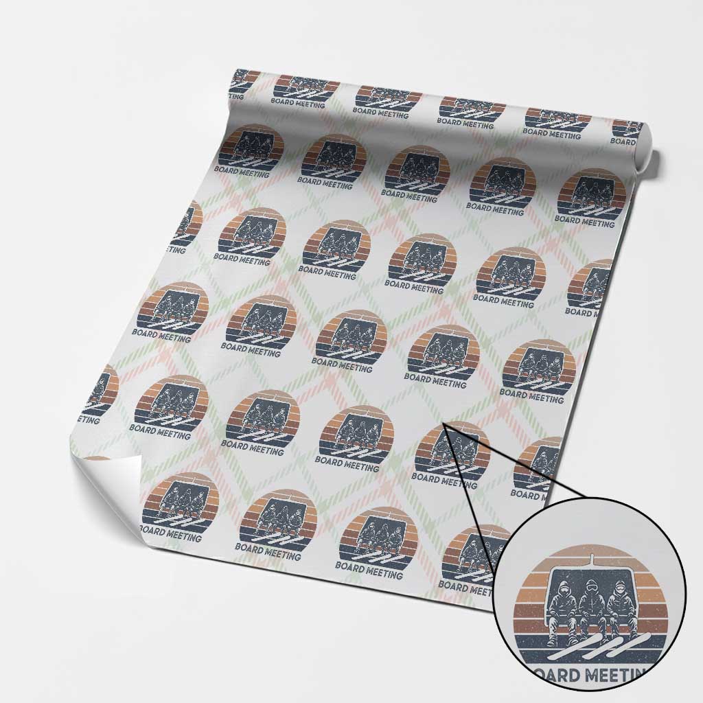 Funny Snowboarding Board Meeting Wrapping Paper Roll Retro Chairlift Snowboarders Powder Junkies TS02 Christmas Plaid Print Your Wear