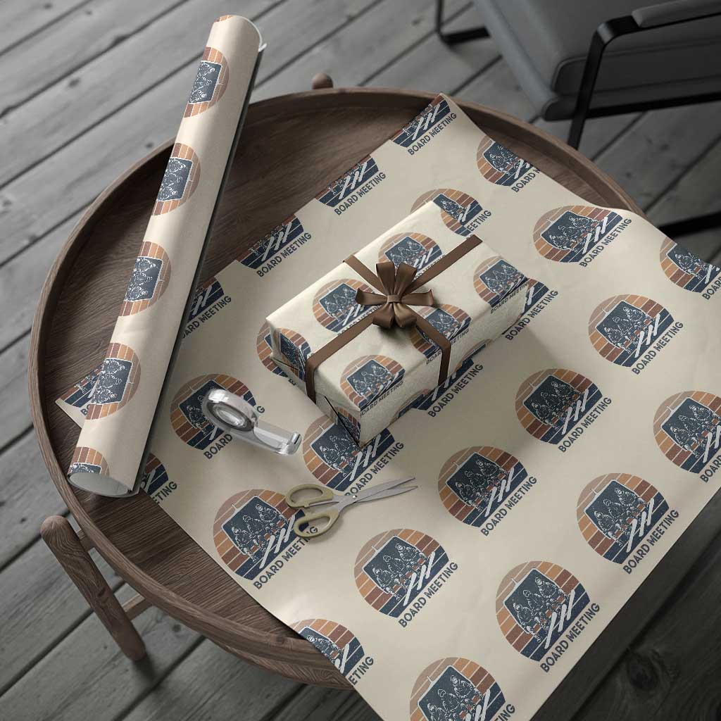 Funny Snowboarding Board Meeting Wrapping Paper Roll Retro Chairlift Snowboarders Powder Junkies TS02 Beige Print Your Wear
