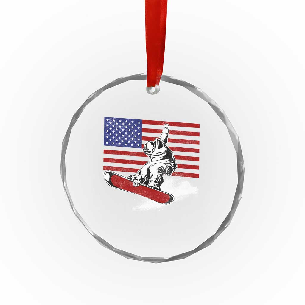 Funny Snowboarding Lover American Flag Winter Sport Crystal Glass Ornament TS11 Print Your Wear