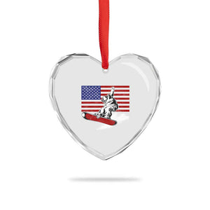 Funny Snowboarding Lover American Flag Winter Sport Heart Crystal Glass Ornament TS11 Print Your Wear