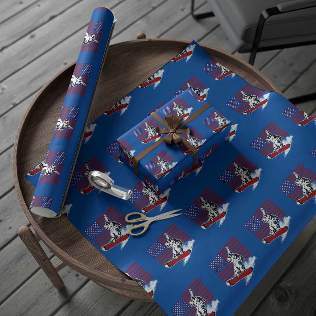 Funny Snowboarding Lover American Flag Winter Sport Wrapping Paper Roll TS11 Blue Print Your Wear