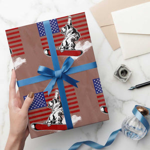 Funny Snowboarding Lover American Flag Winter Sport Wrapping Paper Roll TS11 Mocha Print Your Wear