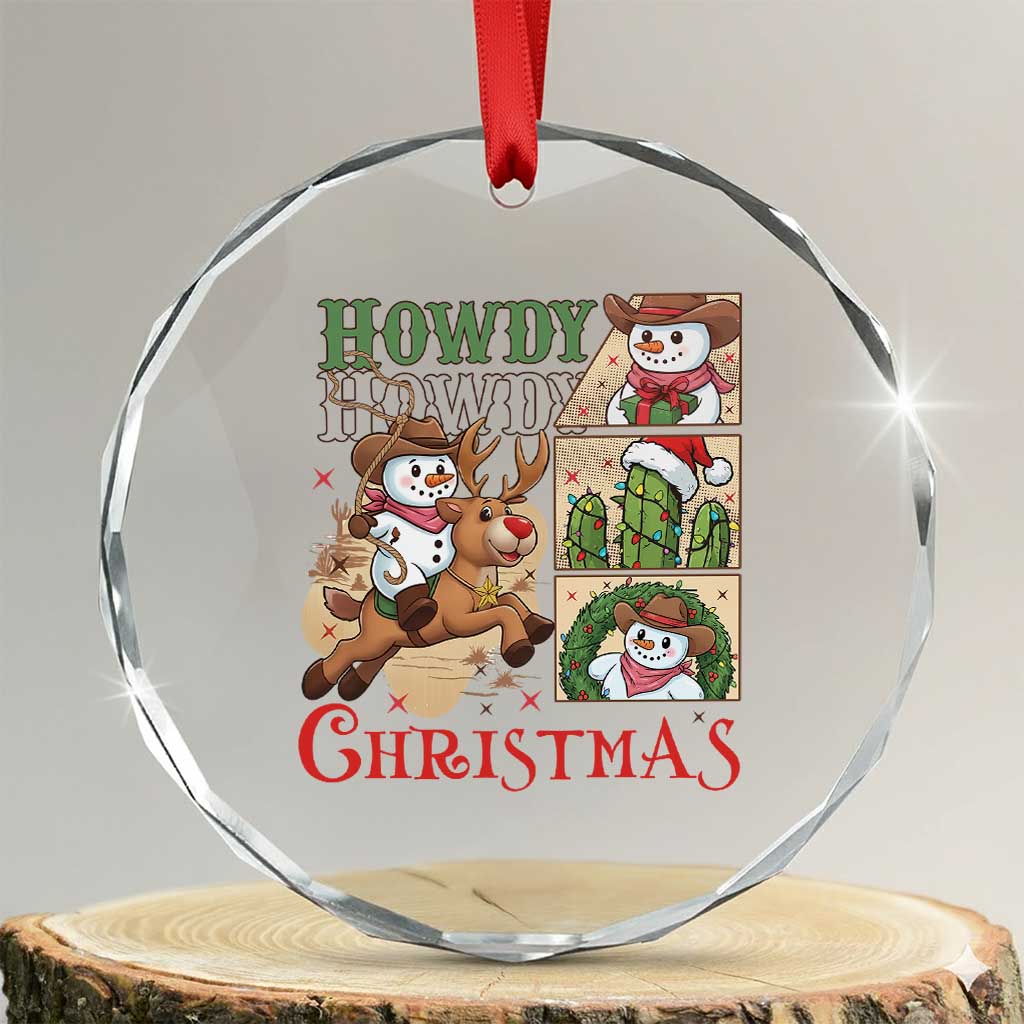 Funny Snowman Cowboy Howdy Christmas Crystal Glass Ornament Western Holiday Gift TS12 Transparent Glass 3'' Circle Print Your Wear