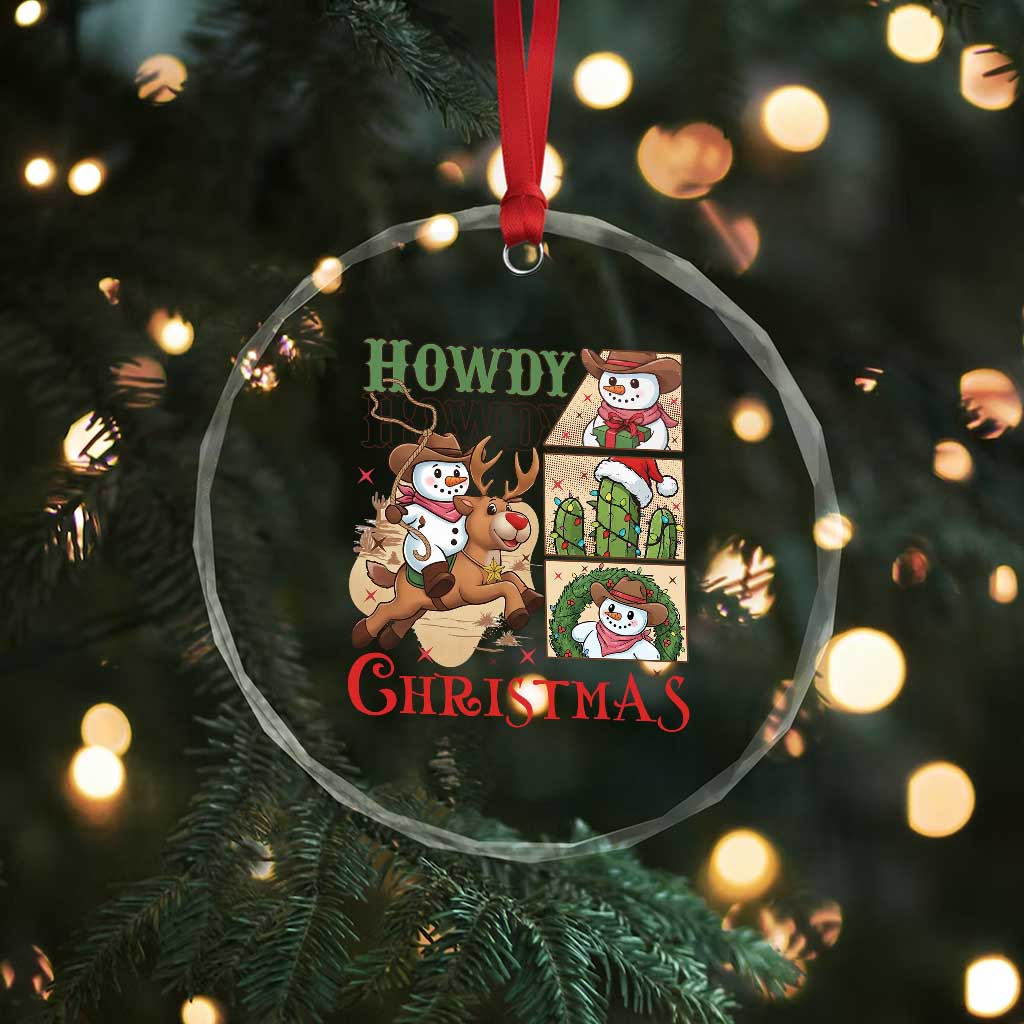 Funny Snowman Cowboy Howdy Christmas Crystal Glass Ornament Western Holiday Gift TS12 Print Your Wear