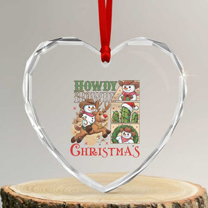 Funny Snowman Cowboy Howdy Christmas Heart Crystal Glass Ornament Western Holiday Gift TS12 Transparent Glass 3'' Heart Print Your Wear