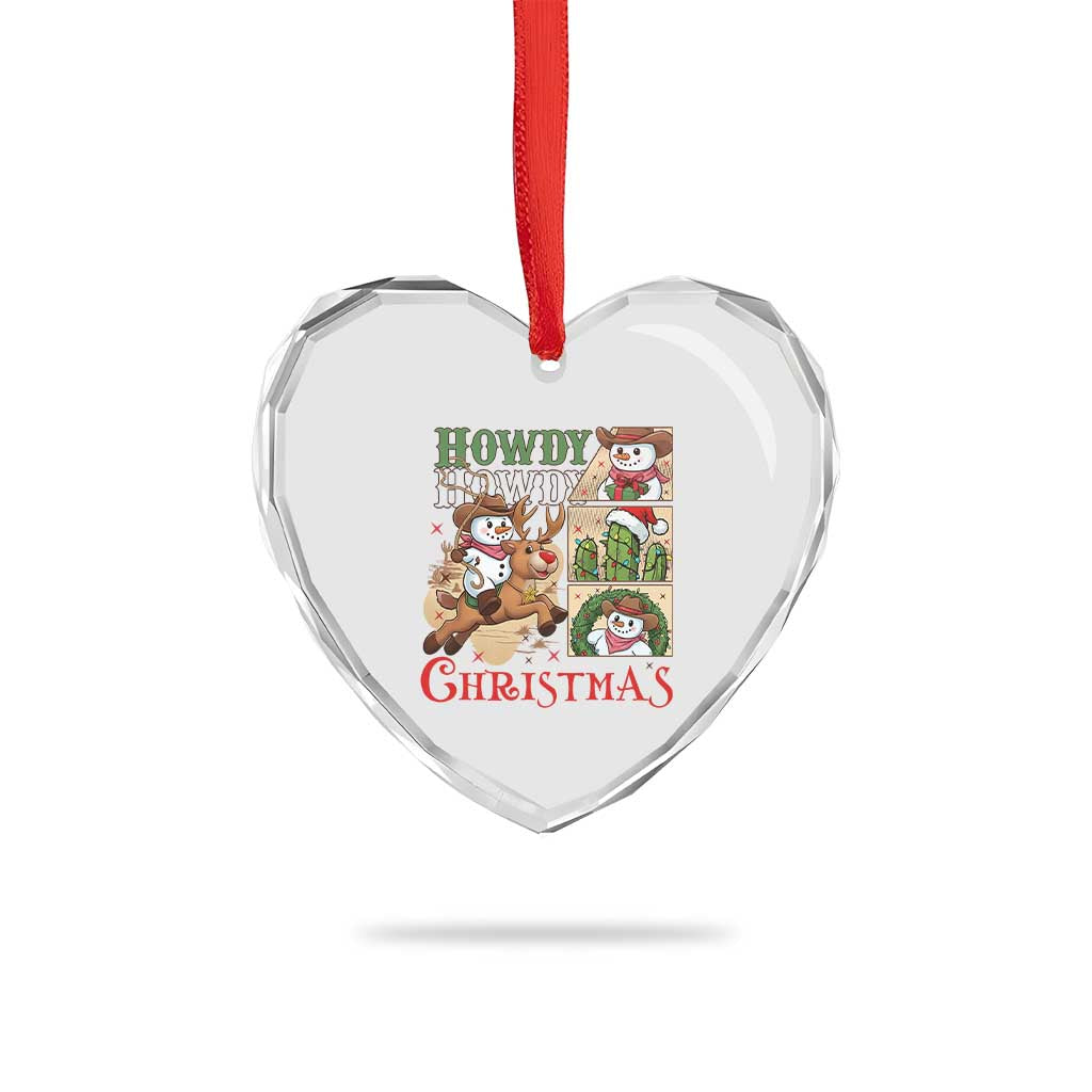 Funny Snowman Cowboy Howdy Christmas Heart Crystal Glass Ornament Western Holiday Gift TS12 Print Your Wear