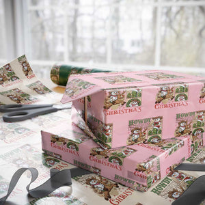 Funny Snowman Cowboy Howdy Christmas Wrapping Paper Roll Western Holiday Gift TS12 Light Pink Print Your Wear