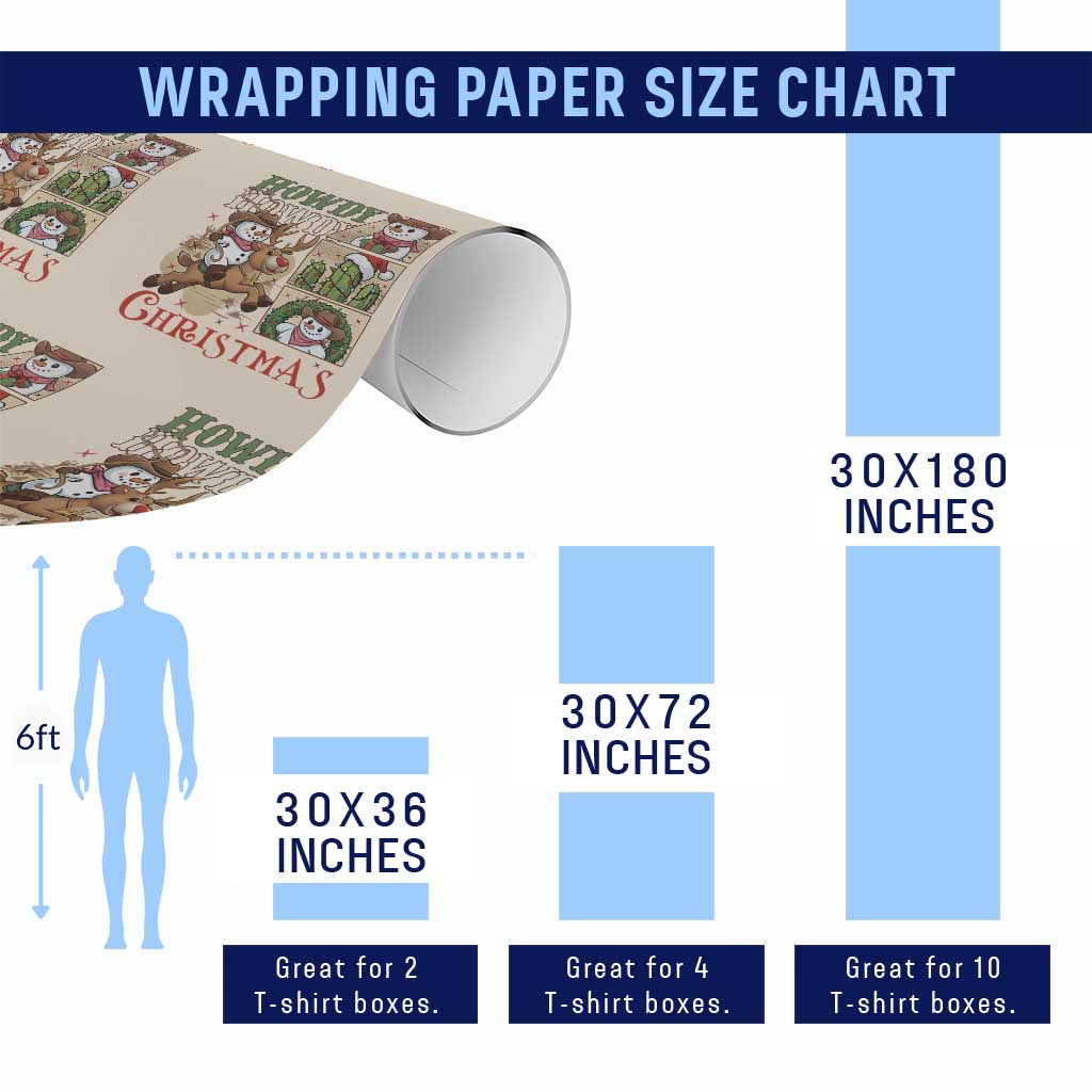 Funny Snowman Cowboy Howdy Christmas Wrapping Paper Roll Western Holiday Gift TS12 Print Your Wear