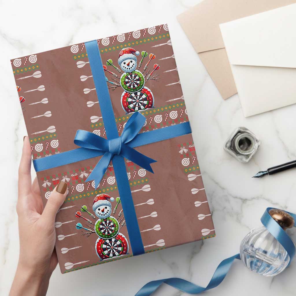 Funny Snowman Dartboard Wrapping Paper Roll Dartist Ugly Christmas Gift TS12 Mocha Print Your Wear