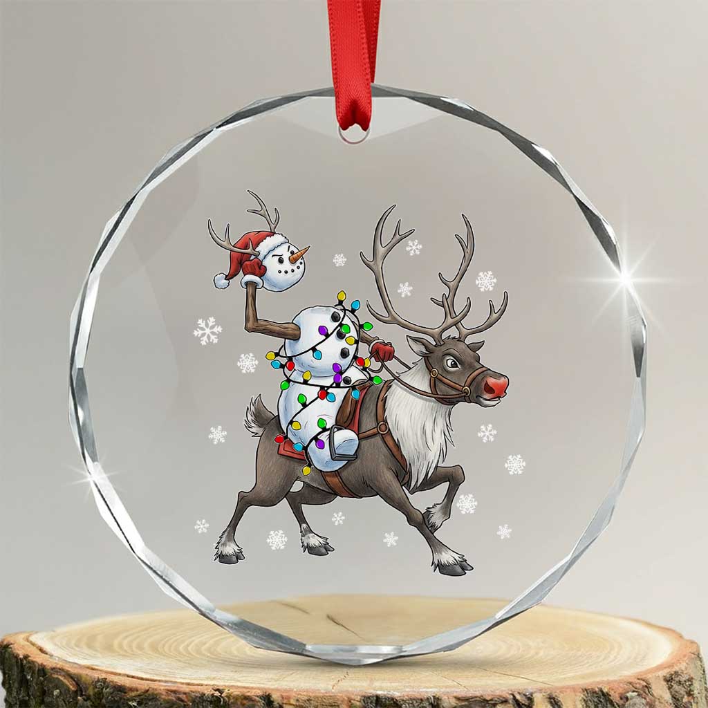 Funny Snowman Headless Horseman Crystal Glass Ornament Christmas Halloween Gift TS12 Transparent Glass 3'' Circle Print Your Wear