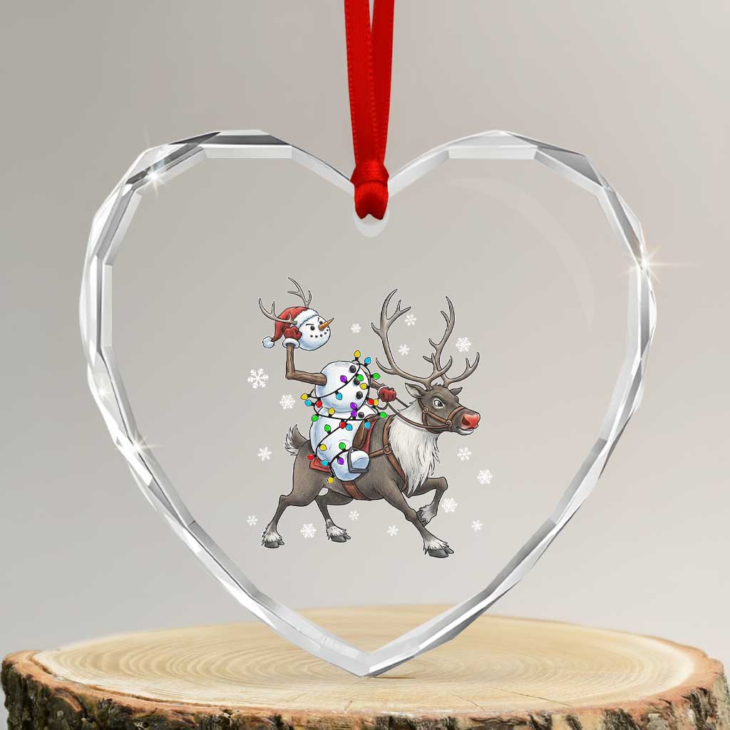 Funny Snowman Headless Horseman Heart Crystal Glass Ornament Christmas Halloween Gift TS12 Transparent Glass 3'' Heart Print Your Wear