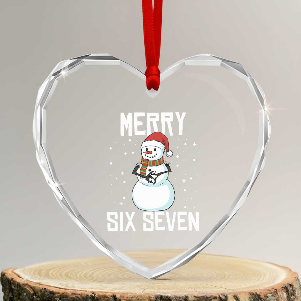 Funny Snowman Merry Six Seven Meme Heart Crystal Glass Ornament Christmas Trending 67 Gift TS12 Transparent Glass 3'' Heart Print Your Wear