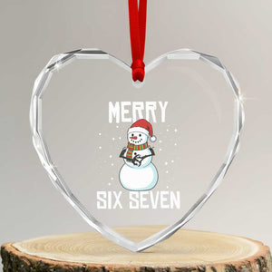 Funny Snowman Merry Six Seven Meme Heart Crystal Glass Ornament Christmas Trending 67 Gift TS12 Transparent Glass 3'' Heart Print Your Wear