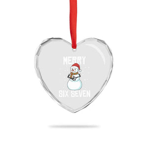 Funny Snowman Merry Six Seven Meme Heart Crystal Glass Ornament Christmas Trending 67 Gift TS12 Print Your Wear