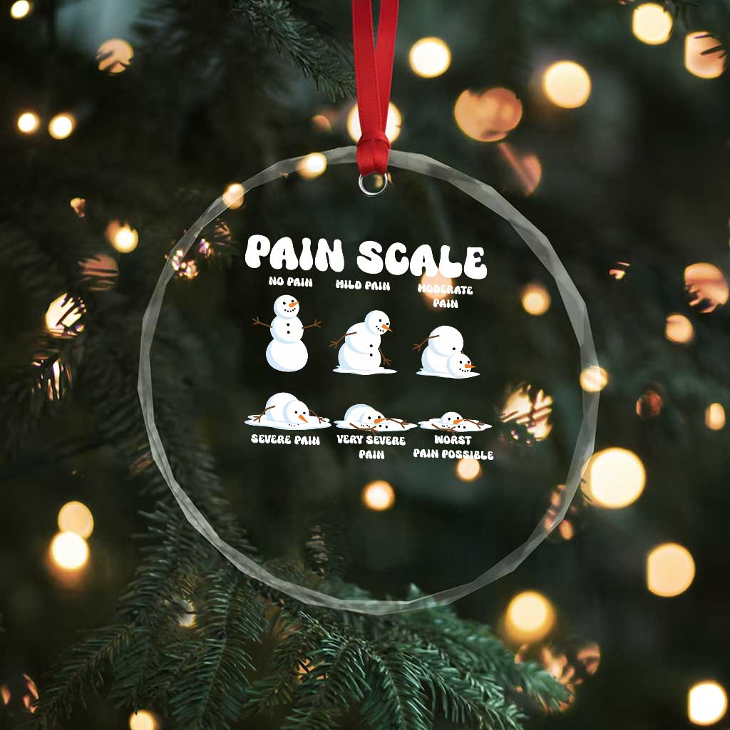 Funny Snowman Pain Scale Christmas Crystal Glass Ornament Melting Snowman Holiday Humor TS02 Print Your Wear