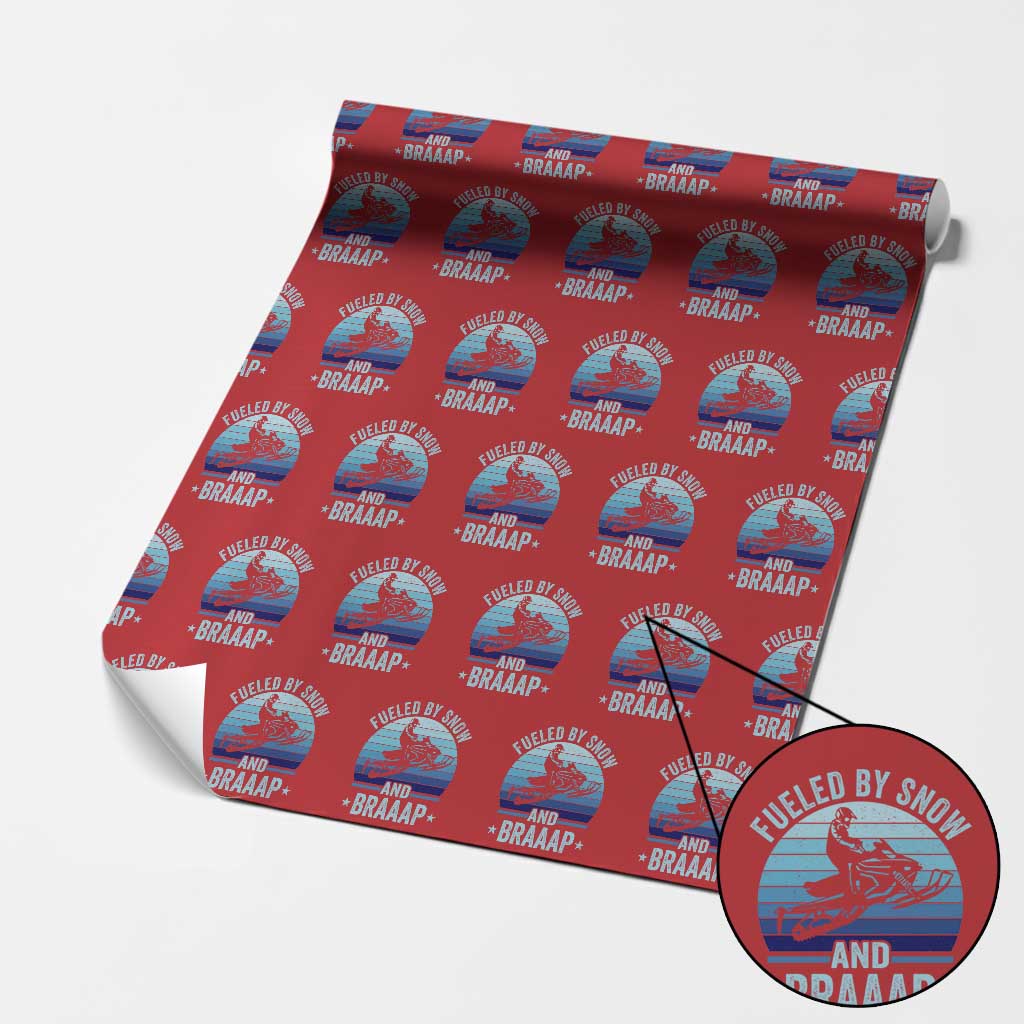 Funny Snowmobile Wrapping Paper Roll Fueled By Snow And Braaap Winter Sports TS11 Red Print Your Wear